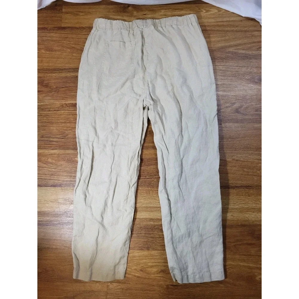 Quince Size M Beige 100% Linen Pull On Pants